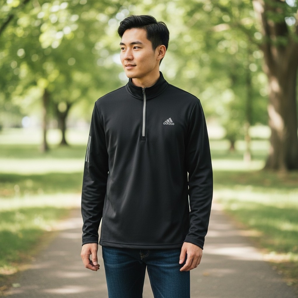 Adidas Golf Mens 2XL Quarter Zip Pullover Black Grey Performance